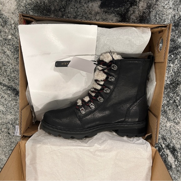 6.5 Sorel Women's Lennox Lace Cozy Boot Waterproof Leather Black - Picture 8 of 10